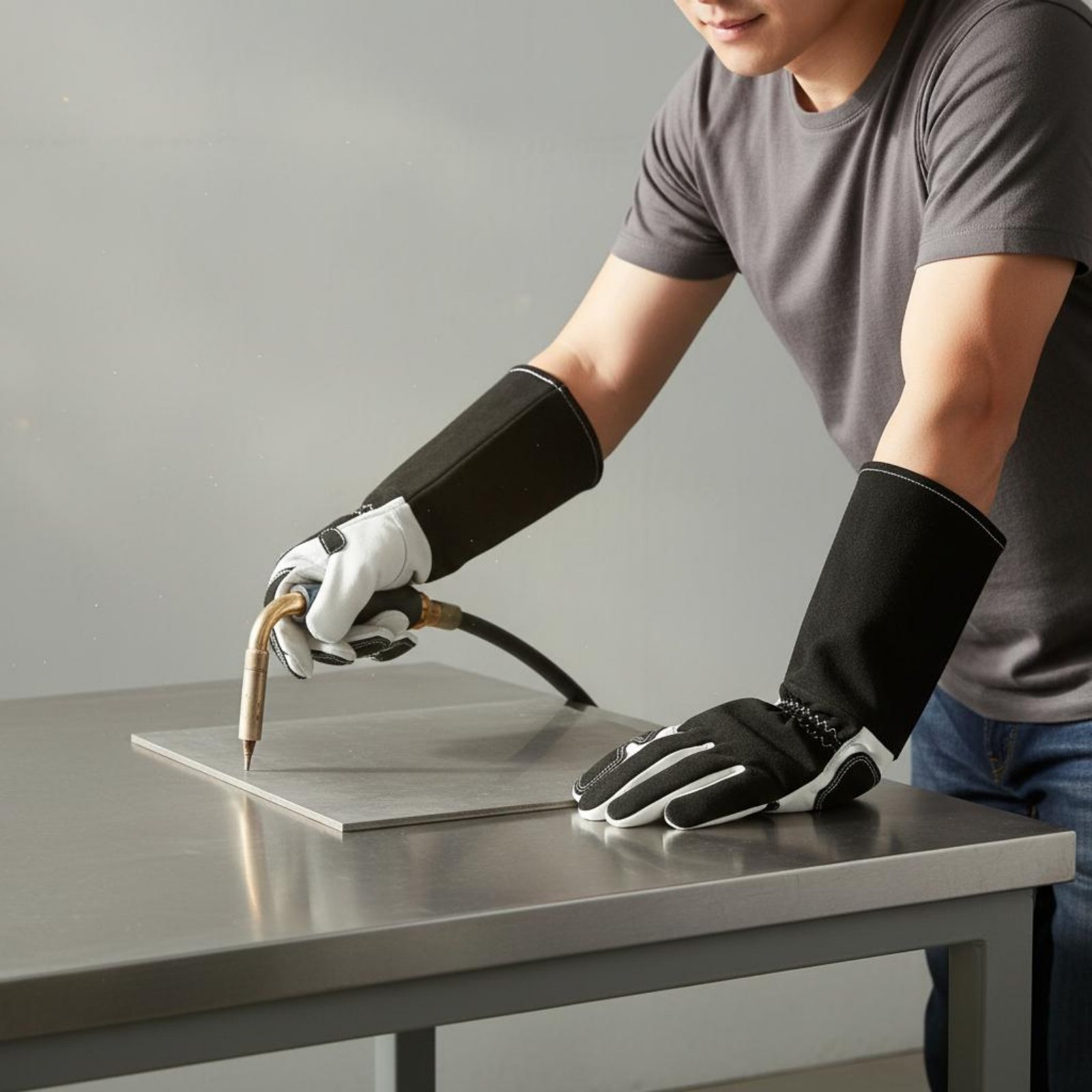 Heat Resistant Glove - TIG-metaalbewerkingshandschoenen Flexibel vingerontwerp Hittebestendige lederen handschoenen