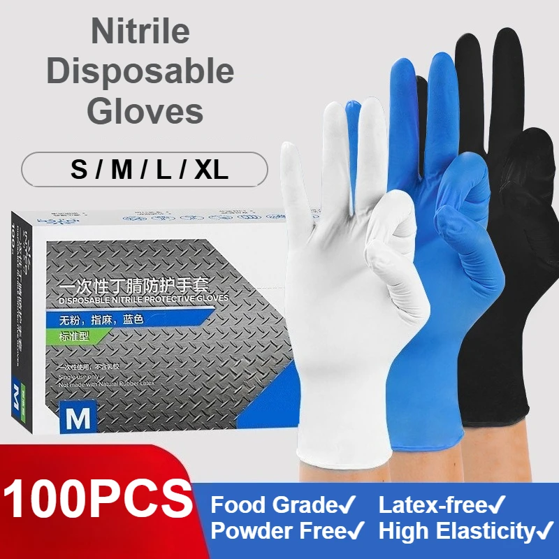 Exam Glove Nitrile - 100 Stuks Nitril Wegwerphandschoenen Zwart/Wit/Blauw/Paars Latexvrij