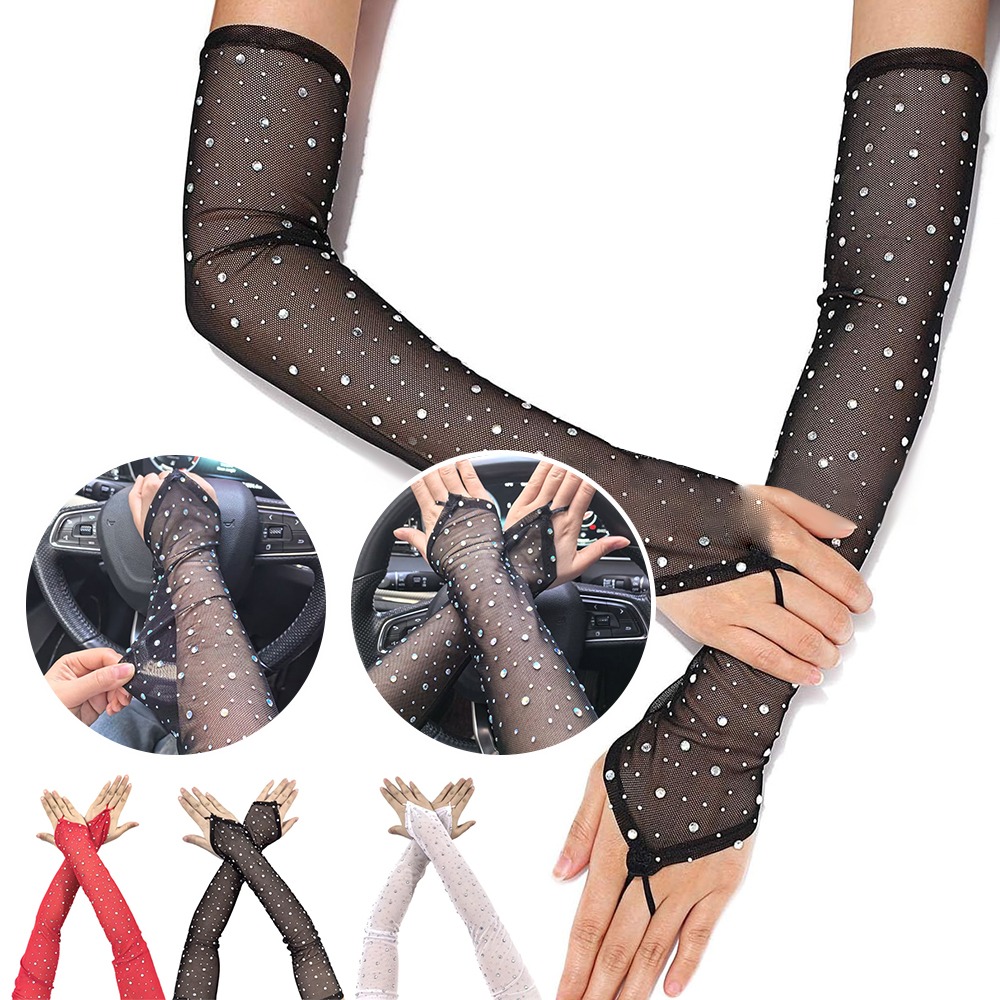1 Paar Glanzende Strass Mesh H - Fingerless Glove Knit recensie en prijs